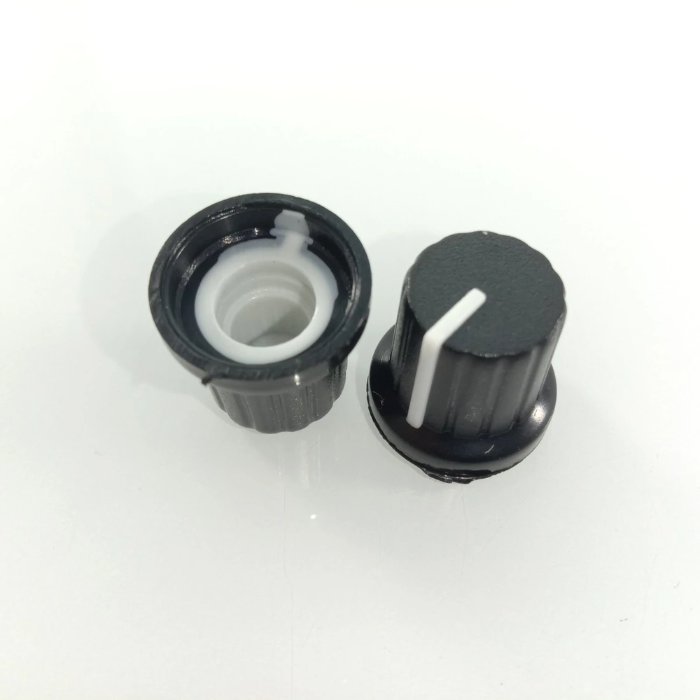 10pcs 6mm Diameter Shaft Hole Plastic Threaded Knurled Potentiometer Knobs Caps
