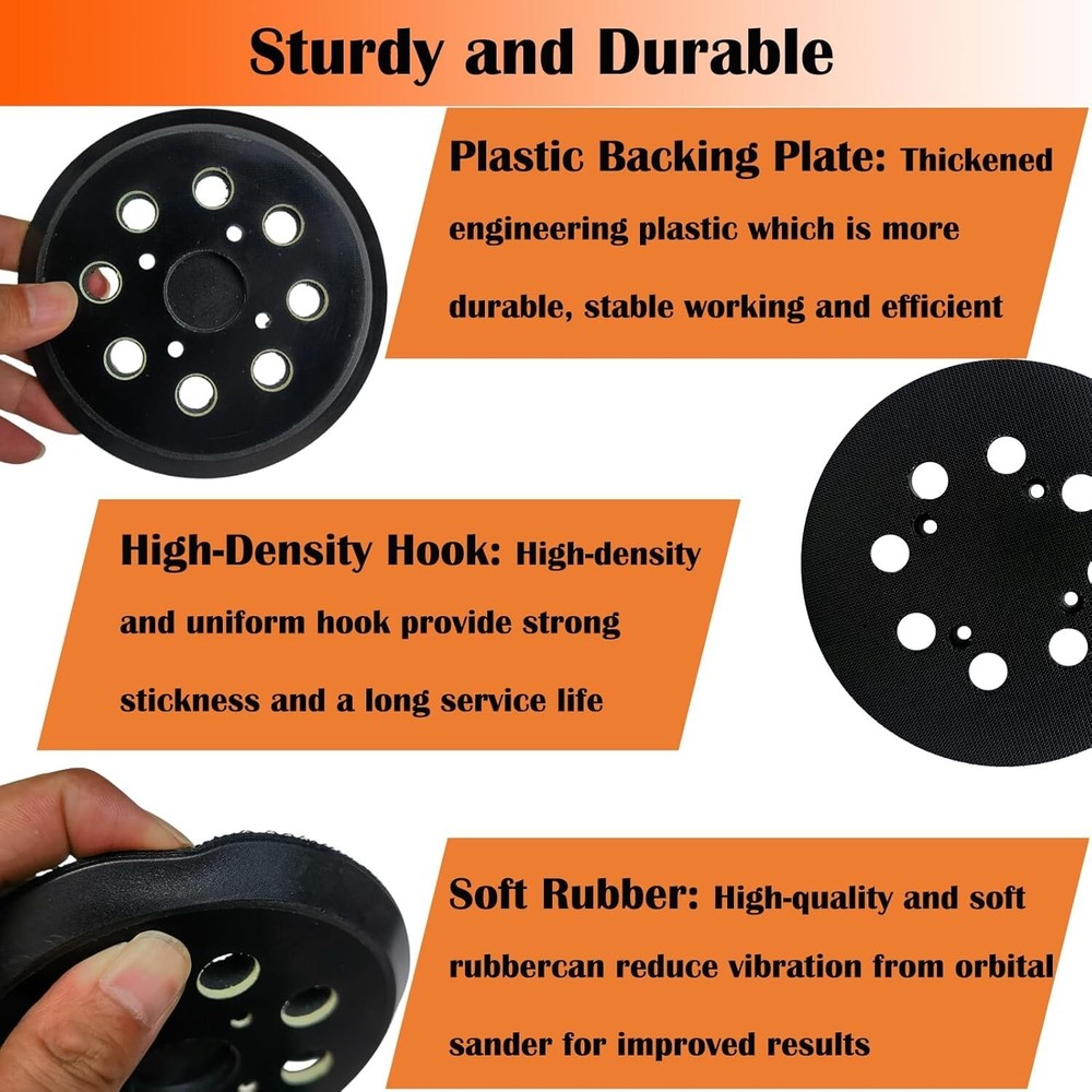 High-Density 5" Hook and Loop Sander Pad Compatible with Ridgid R2600/R2601