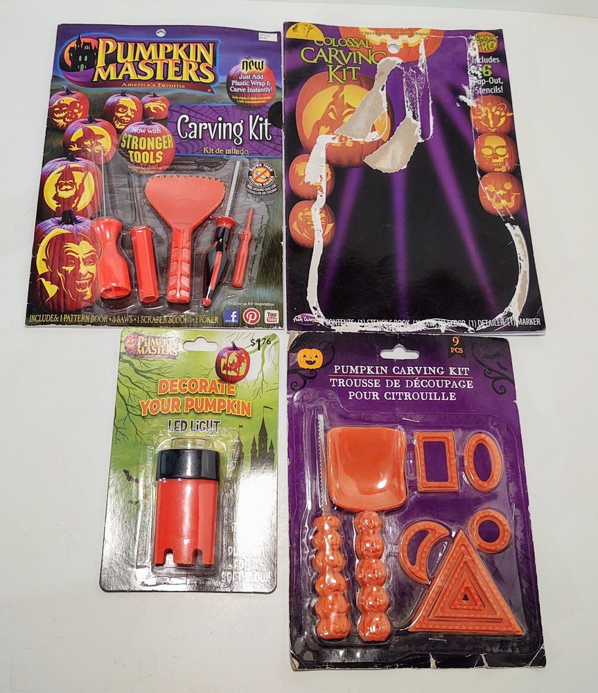 Pumpkin Masters Carving Kit Pattern Book & Pumpkin Pro Stencils & LED Light