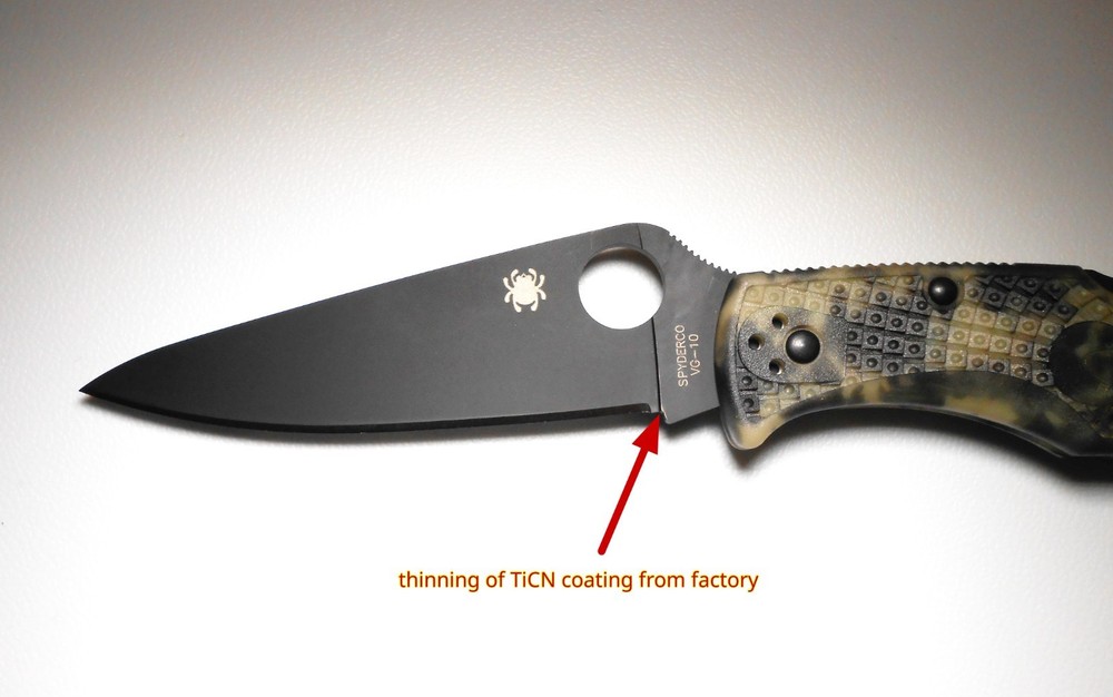 Pre-owned Spyderco C10ZFPGITDBK Endura GITD TiCN coated blade