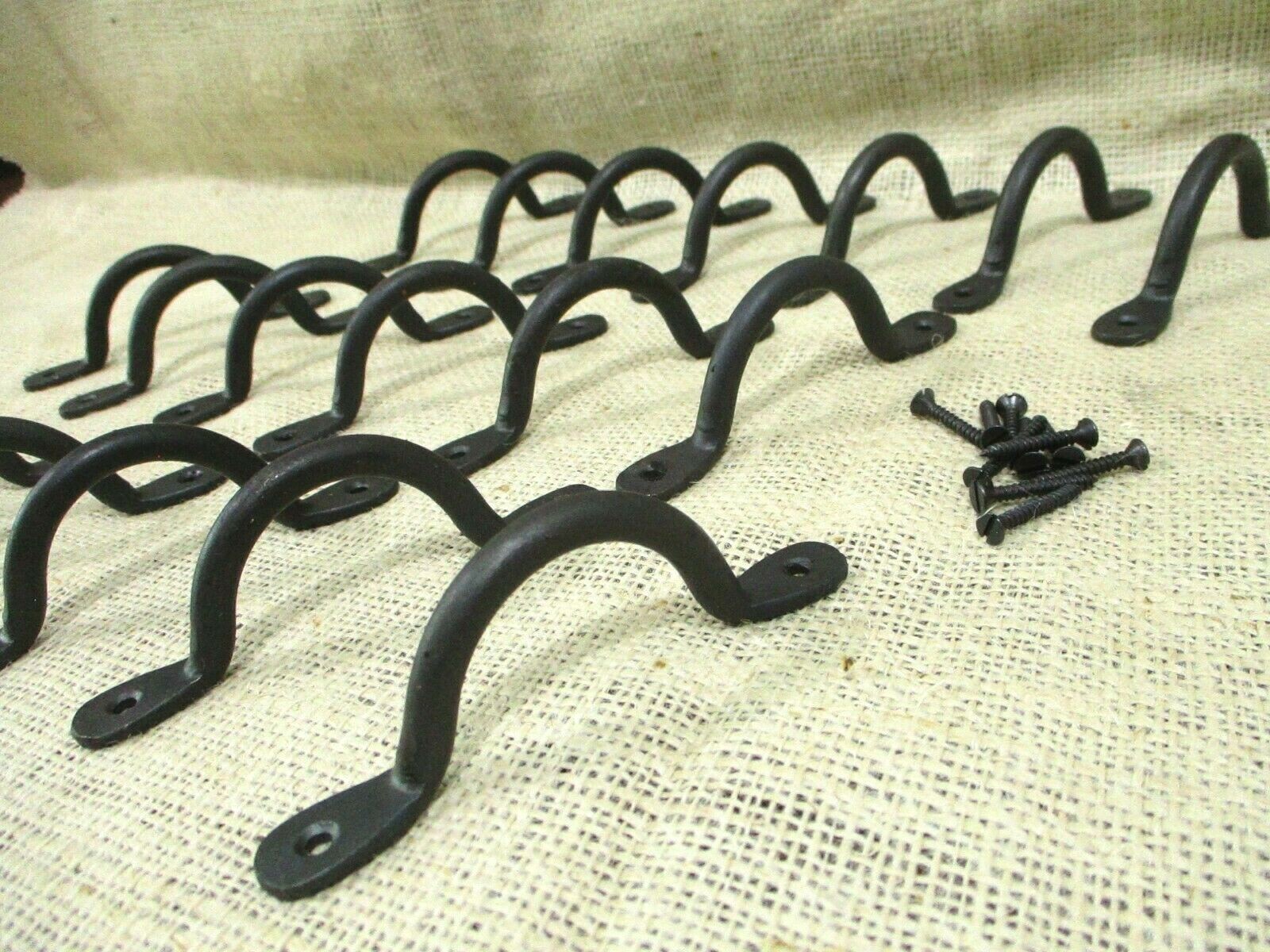 20 HAND FORGED IRON DRAWER BIN PULLS 4 1/4" LONG CABINET HANDLES KITCHEN BATH