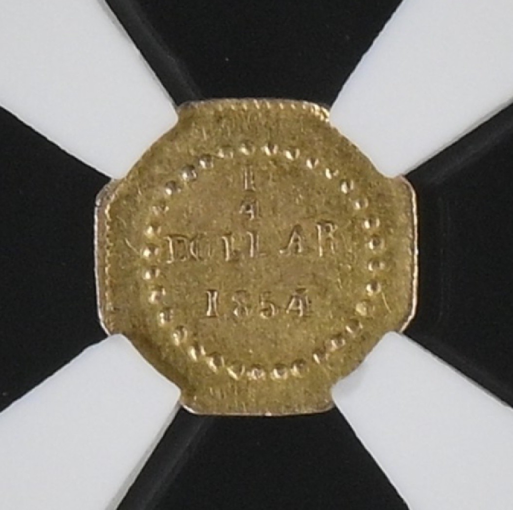 Scarce 1854 G25C California Fractional Gold BG-104 / NGC MS61 Total NGC Pop 20.