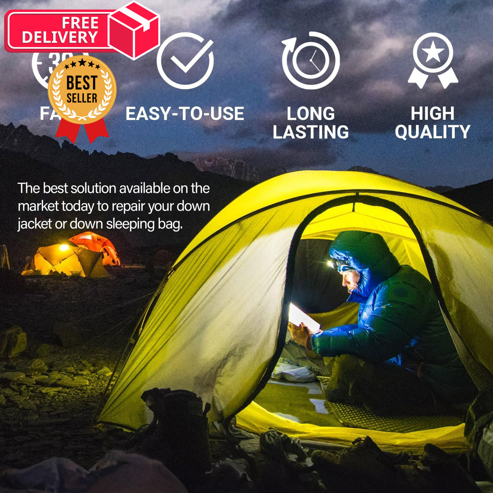 Self-Adhesive Waterproof Repair Patch Kit - 30-Second Fix for Down Black