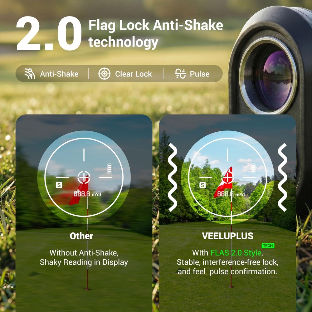 Golf Rangefinder with Slope & Magnetic Mount - High Precision Grey