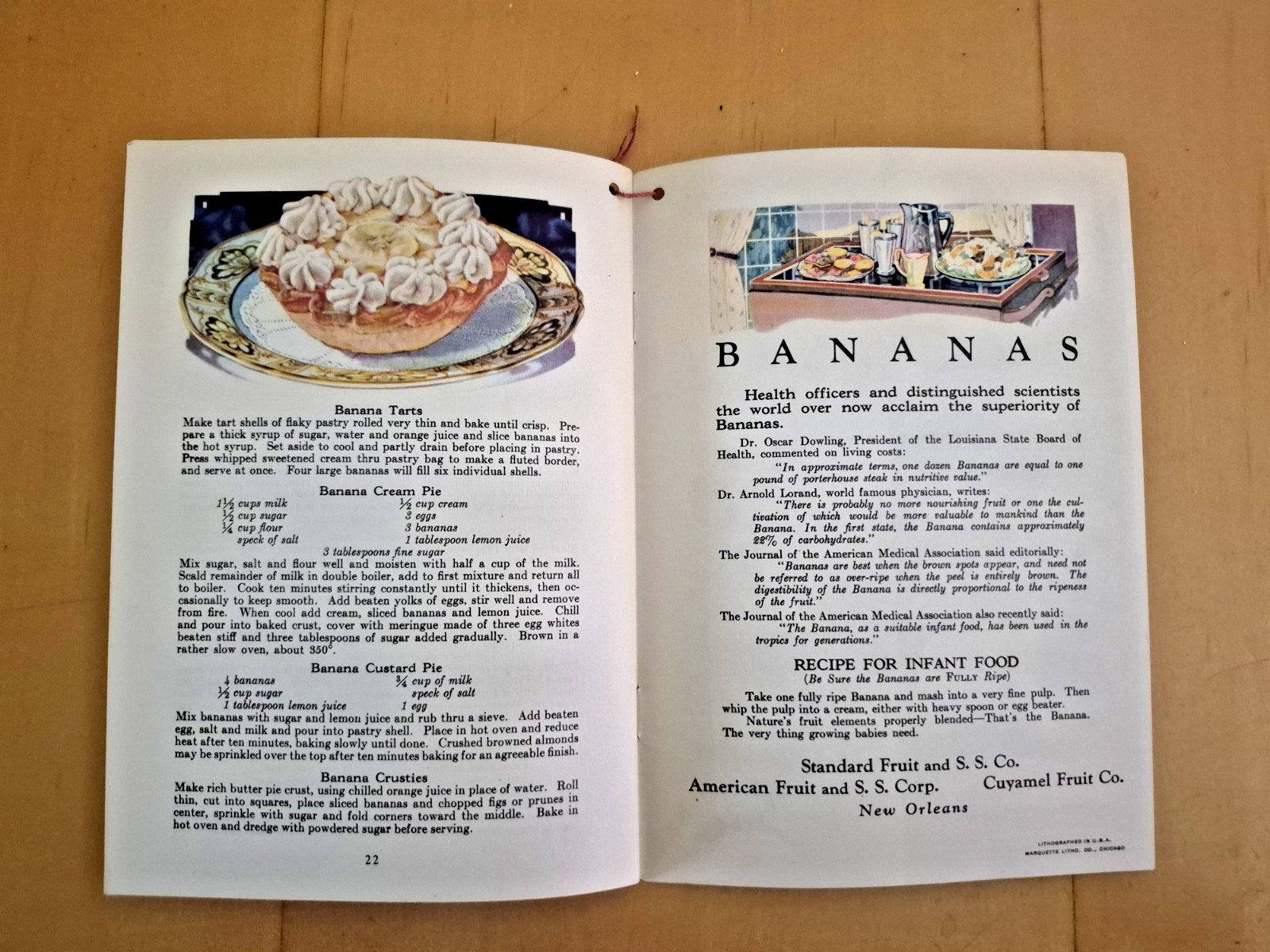 Vintage 1929 YES! HOME MADE BANANA RECIPES Bauerlein Advertising Recipe Booklet