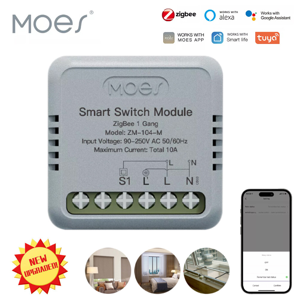 MOES ZigBee Mini Smart Light Switch Module 3-Way Alexa Google APP Remote Timer