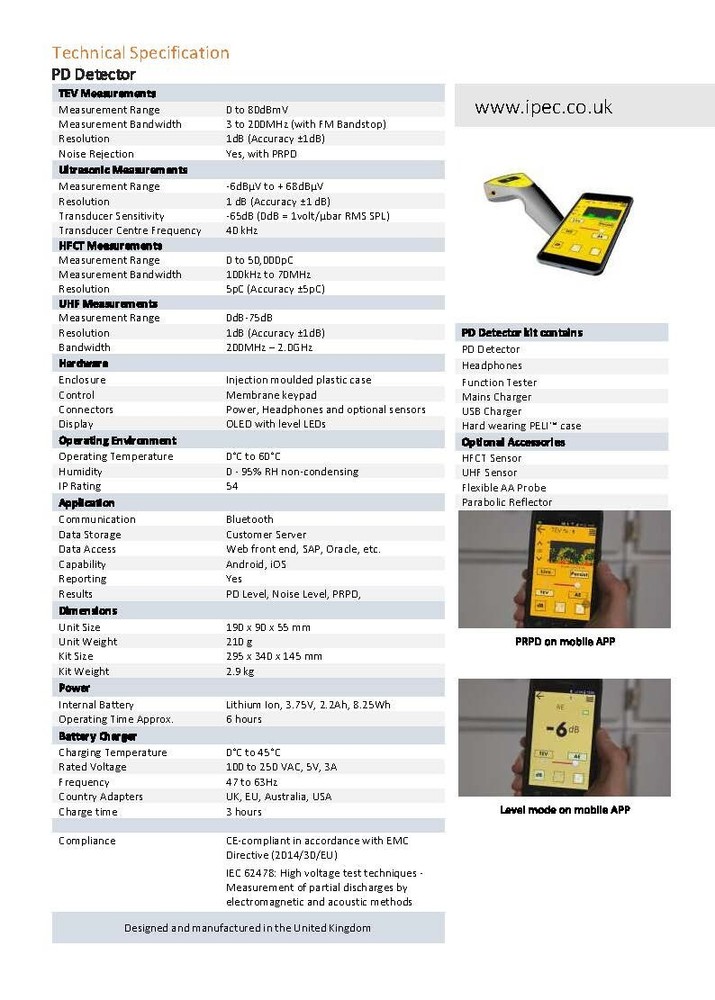 IPEC PD Detector Partial Discharge (PD) Spot Tester