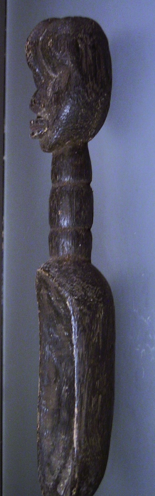 Hand Carved Authentic Wood African Tribal Head Handle Serving Spoon