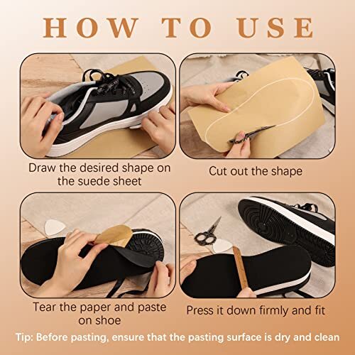 4 Pieces Black Suede Sheets Self Adhesive Suede Sticky Backing Sole Protector