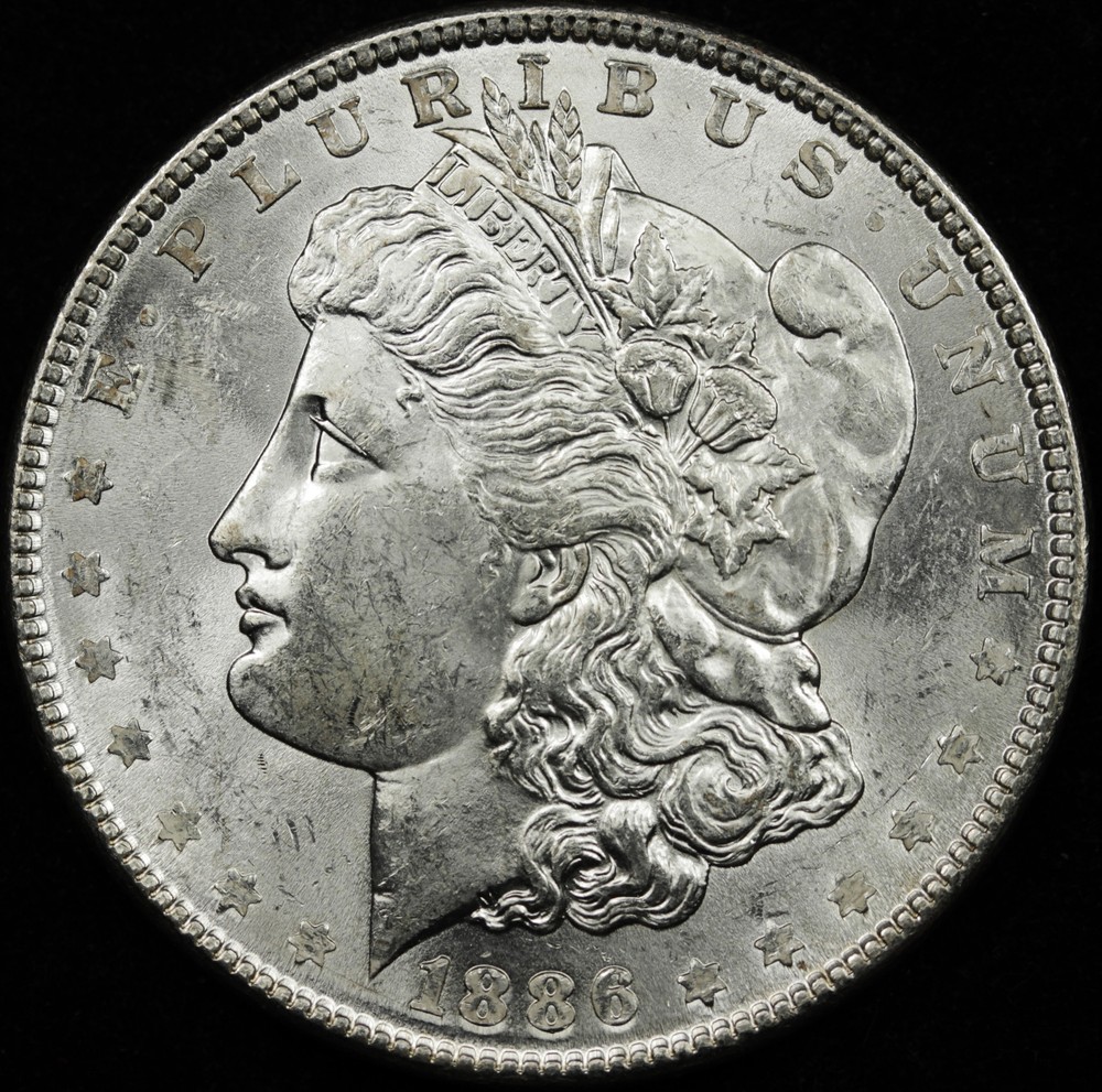1886 Morgan Silver Dollar.  B.U.*   (Inventory A)