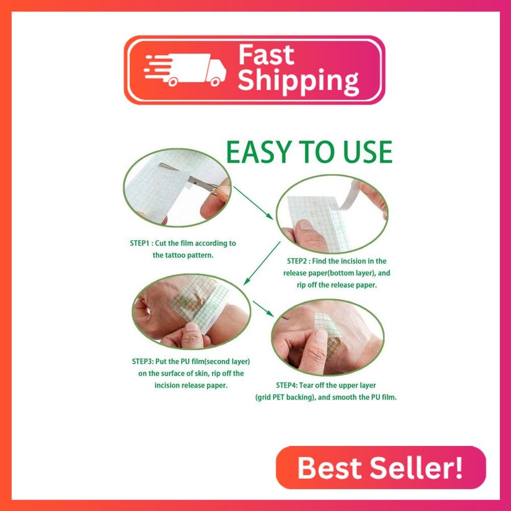 50 Pieces 4 x 6 in Stretch Waterproof Adhesive Bandages Transparent Film for Tat