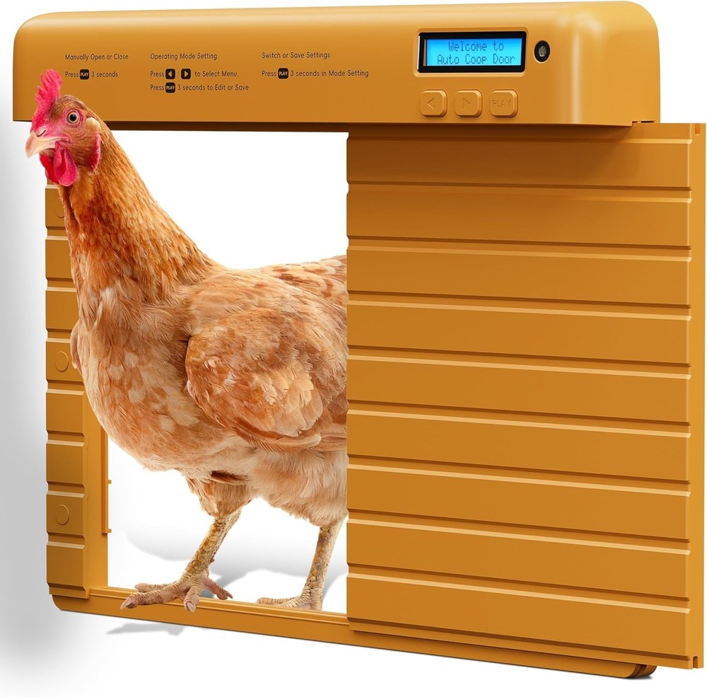 Automatic Chicken Coop Door Battery & Adapter Powered with Timer & Light Sensor