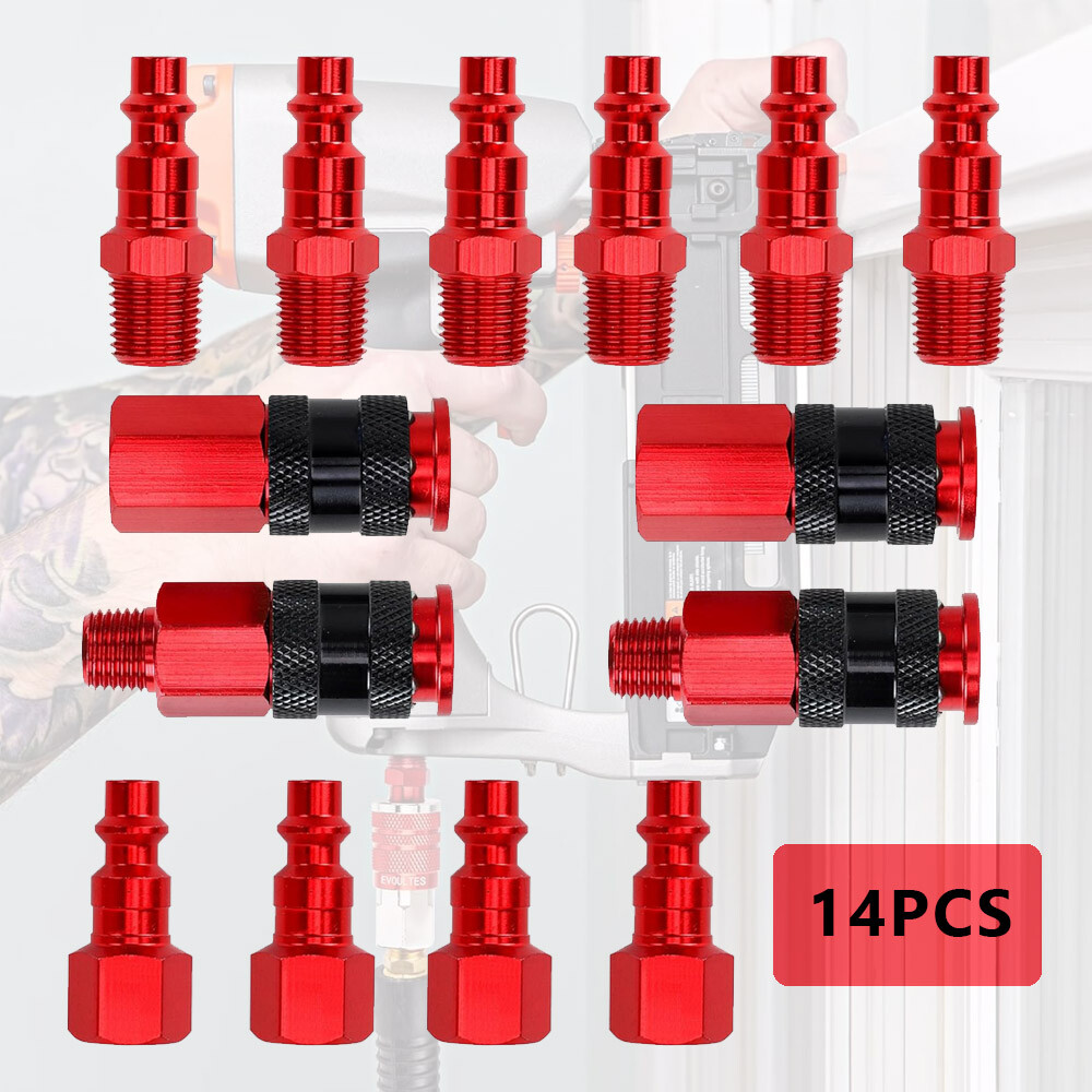 14pcs Heavy Duty Quick Coupler Set Air Hose Connector Fittings 1/4 NPT Tools Kit