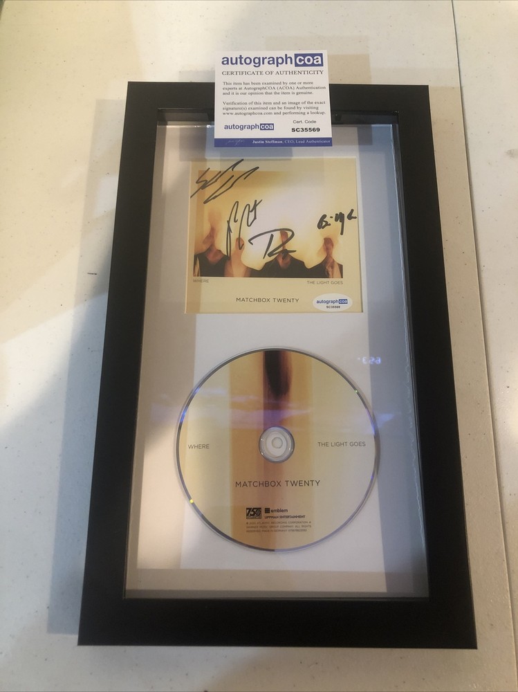 MATCHBOX TWENTY SIGNED AUTOGRAPH FRAMED CD DISPLAY ACOA WHERE THE LIGHT GOES