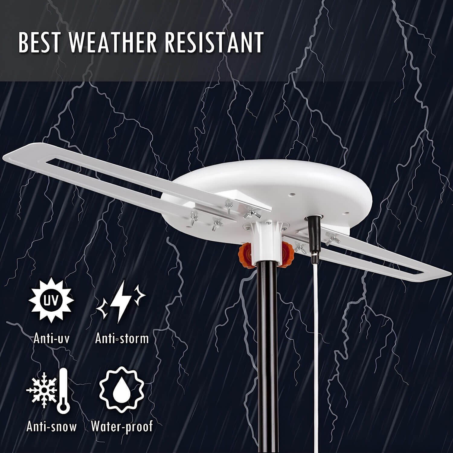 360° Omni HDTV Antenna | 150 Miles | 4K 1080P | Pole for Indoor/Outdoor/RV/Attic