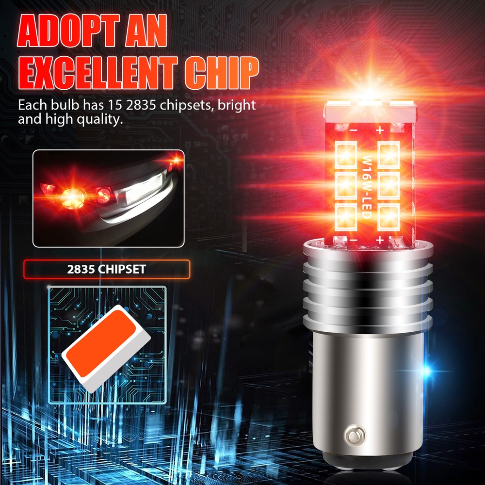 4PCS 1157 LED Red Strobe Flashing Blinking Brake Stop Tail Parking Light Bulbs