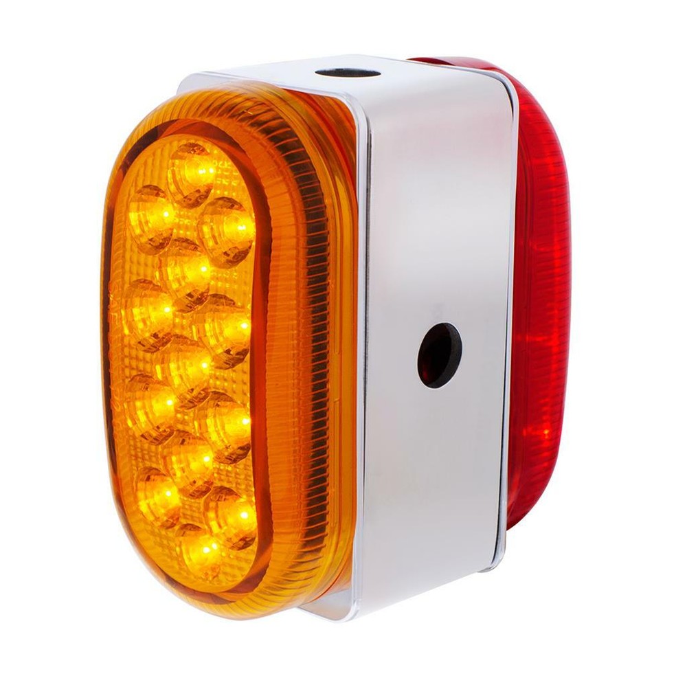 Double Face Mirror Light Bracket with 13 LED Dual Function Lights - Amber & Red