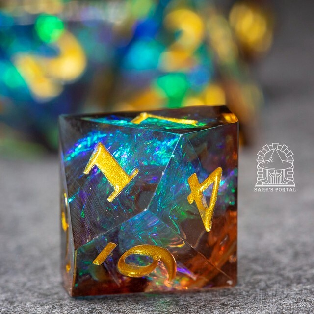 Sage's Crystals - Manaflow Sharp Edge Resin Polyhedral Dice Set DnD RPG
