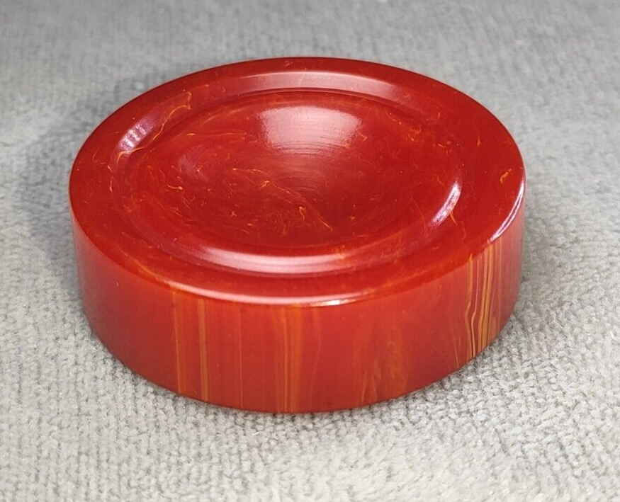 Bakelite Turned Backgammon Chip Cherry Red Swirl 1.22" Replacement 1pc Catalin