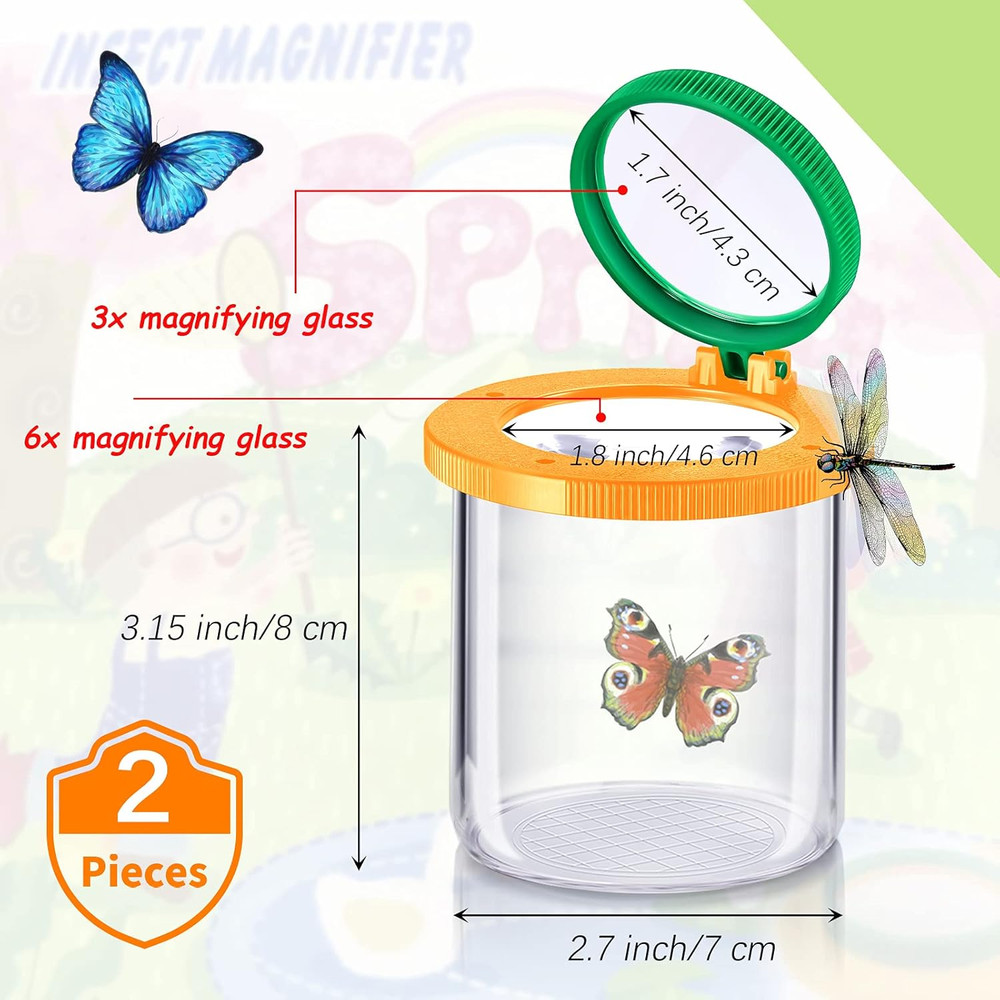 2 Pieces Bug Jars Insect Viewer Catcher Bug Magnifying Insect Cage Container for