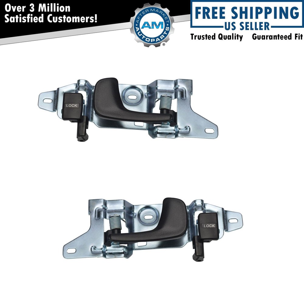 Door Handle Inside Inner Black Pair Set for 92-95 Honda Civic 2 Door NEW