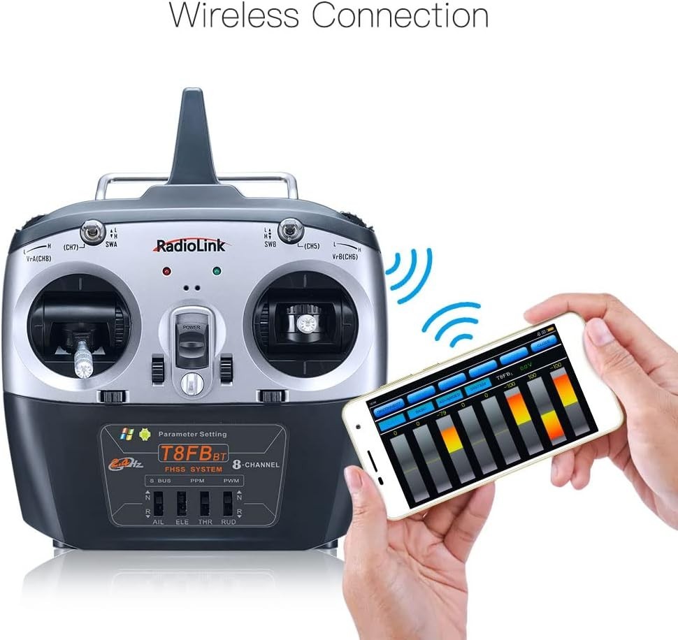 8 Channels 2.4GHz RC Remote Transmitter and R8EF Receiver APP Parameter Setup...