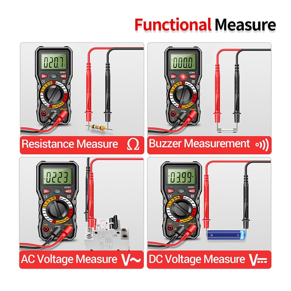 Precision Digital Multimeter 200MΩ Resistance 2000μF Capacitance Diode Test Volt