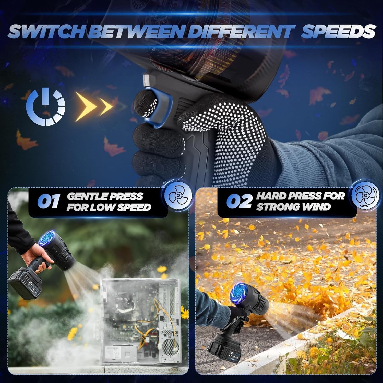 Jet Air Blower 30000RPM Leaf Blower Turbo Fan Cordless Battery Powered Portable