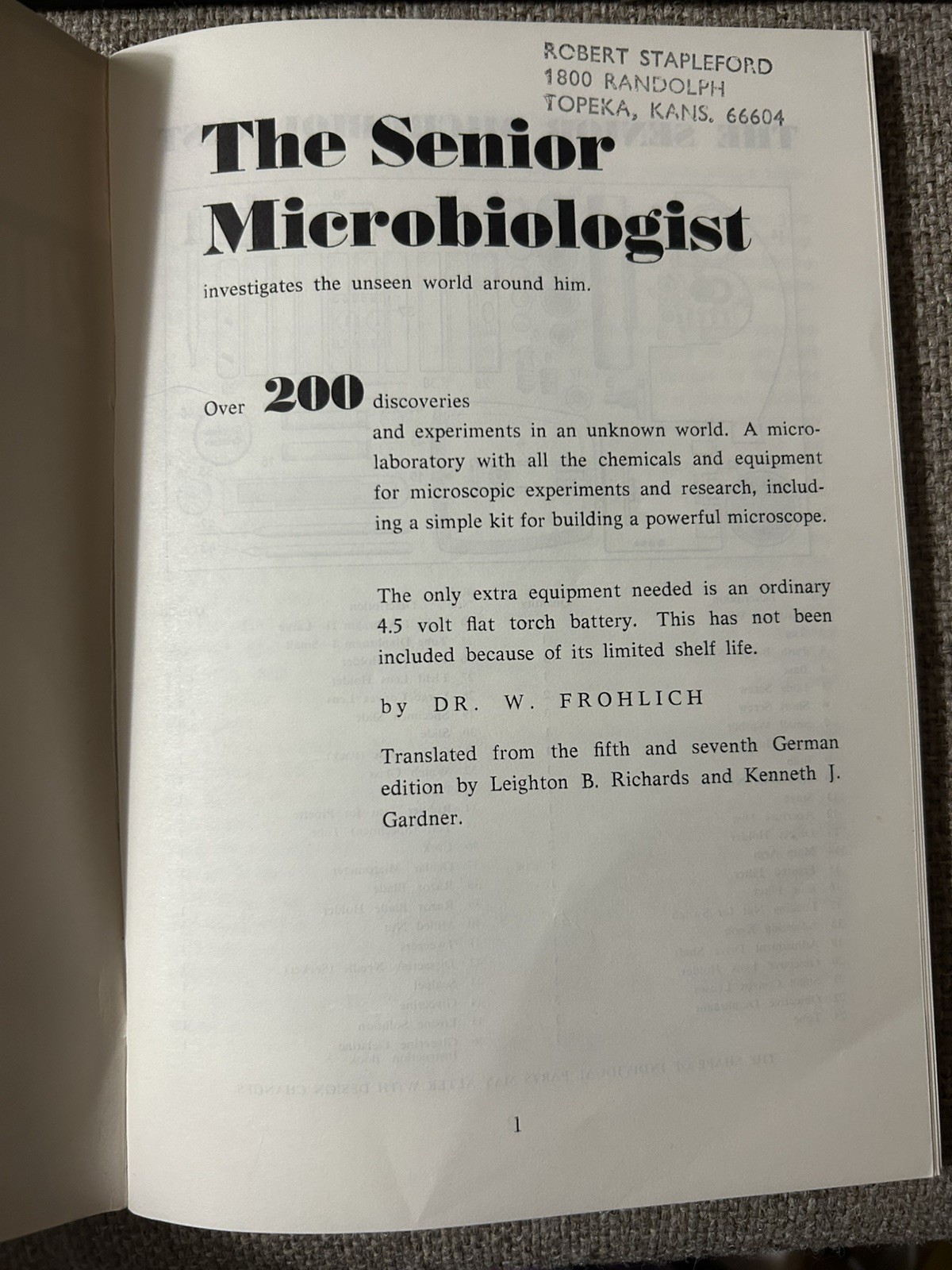 1957 KOSMOS THE Senior Microbiologist 200 SET IN BOX RARE GERMANY vintage