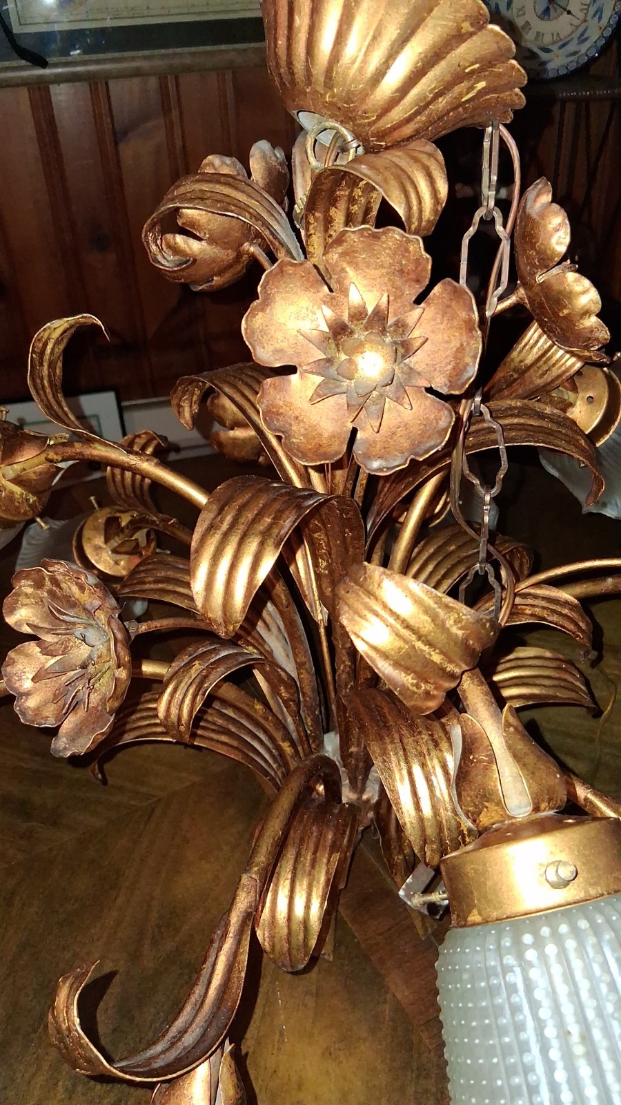 Italian Hollywood Regency Gilt Tole Chandelier 9 Lights (Banci?) Made In Italy