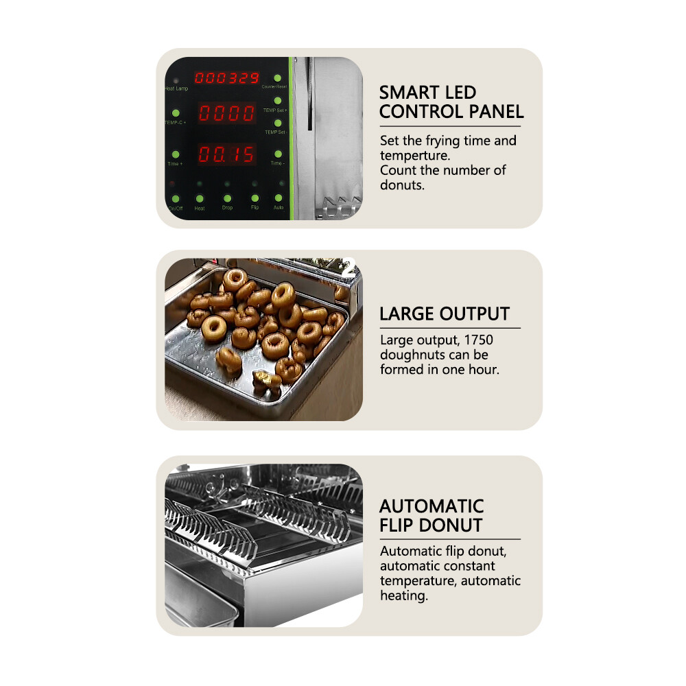 Commercial Automatic 4 Rows Donut Machine Stainless Steel Doughnut 2KW