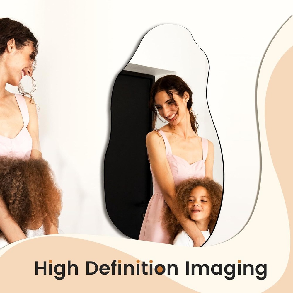 Irregular and asymmetrical wall mirror, modern decorative mirror hanging