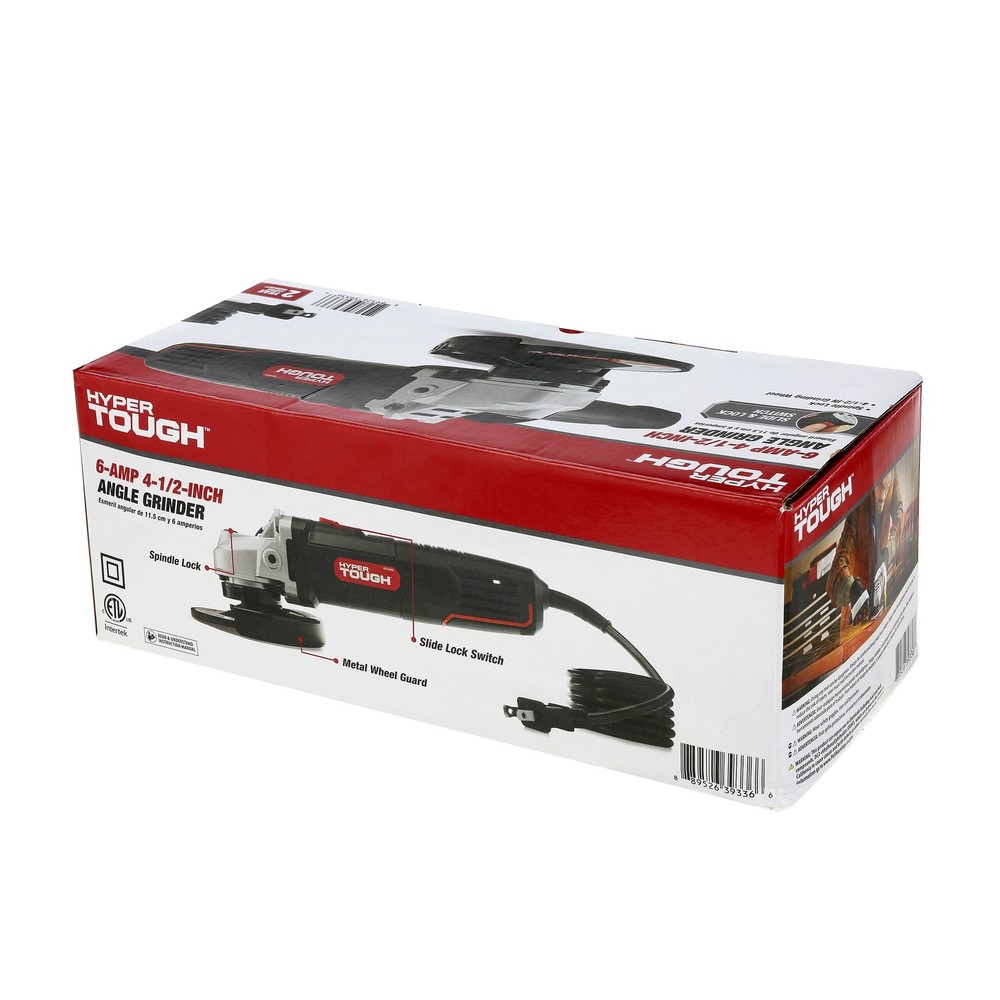 Hyper Tough 6 Amp Corded Angle Grinder with Handle, Adjustable Guard