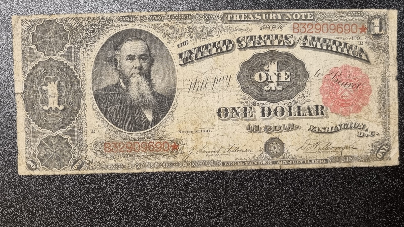 1891 One Dollar $1 Treasury Note Large Size Bill Better Grade #98860
