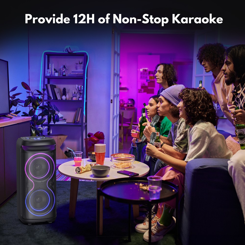 JYX Karaoke Machine System with 2 Microphones +Remote Control Bluetooth Speaker