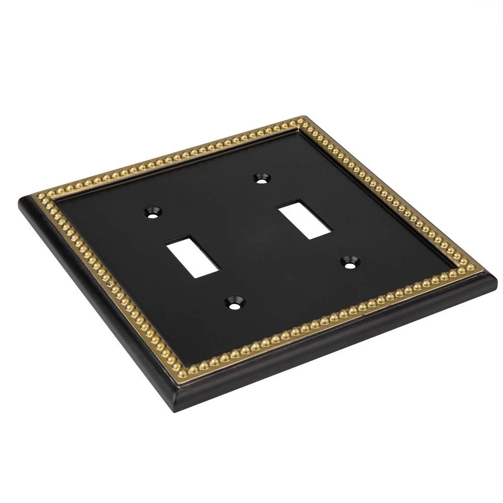 Pearled Frame Decorative Wall Plate Switch Plate Outlet Cover (Double Toggle,...