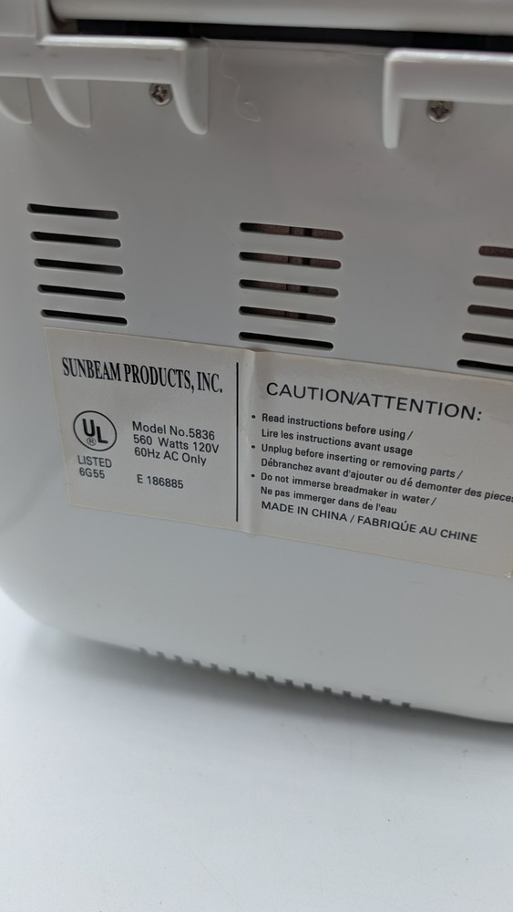 Breadmaker Oster Sunbeam Inspire Expressbake Bread Machine 5836 Tested