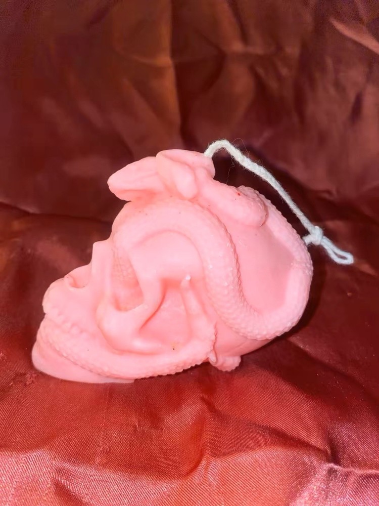 Pink Snake Skull Candle