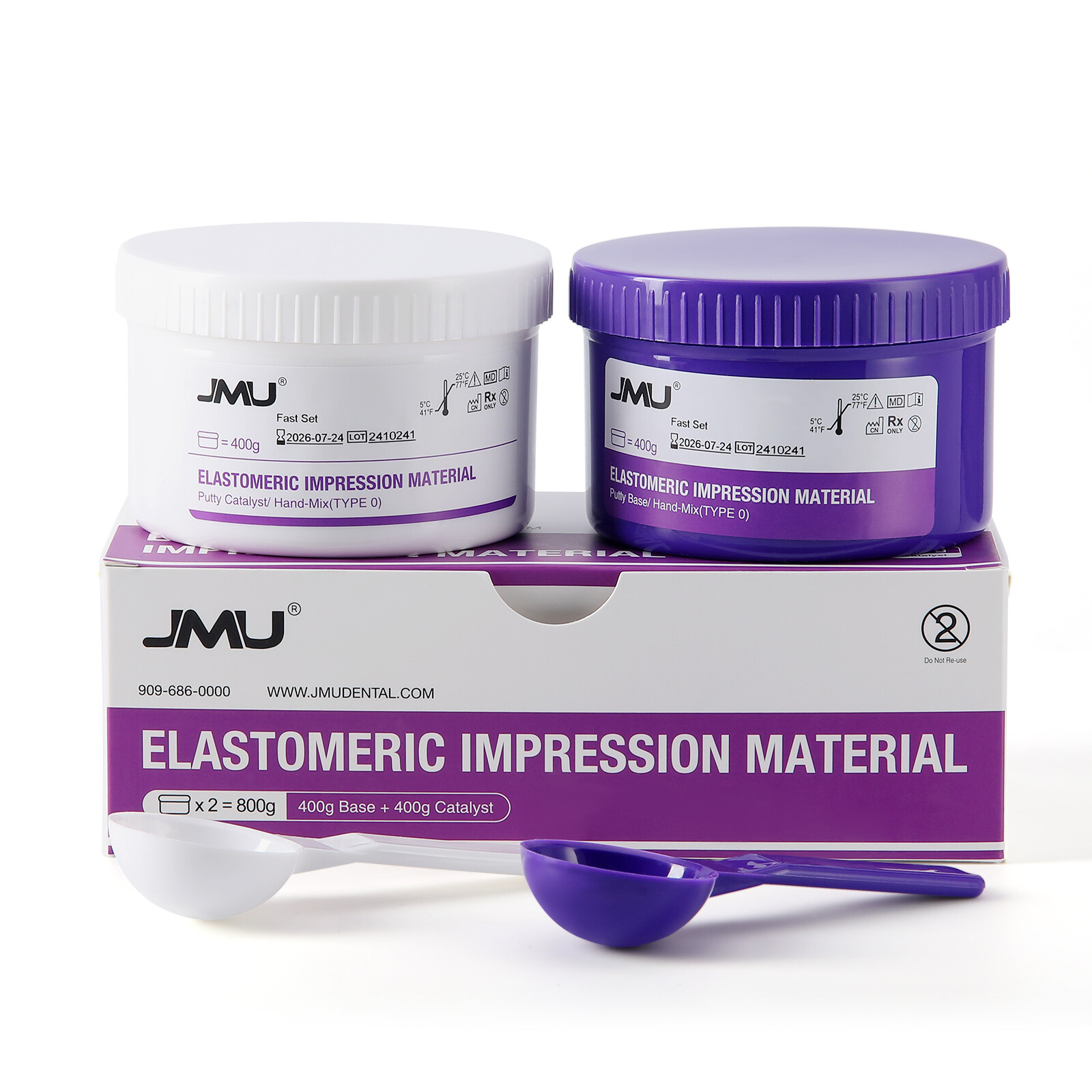 JMU Dental Impression Materials Putty Fast/Normall Set 400g Base+400g Catalyst