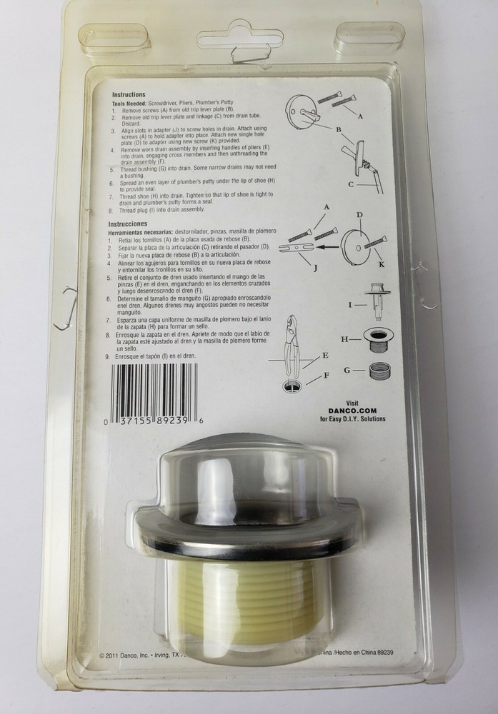 Danco Brushed Nickel Universal Overflow Plate & Stopper Kit 89239