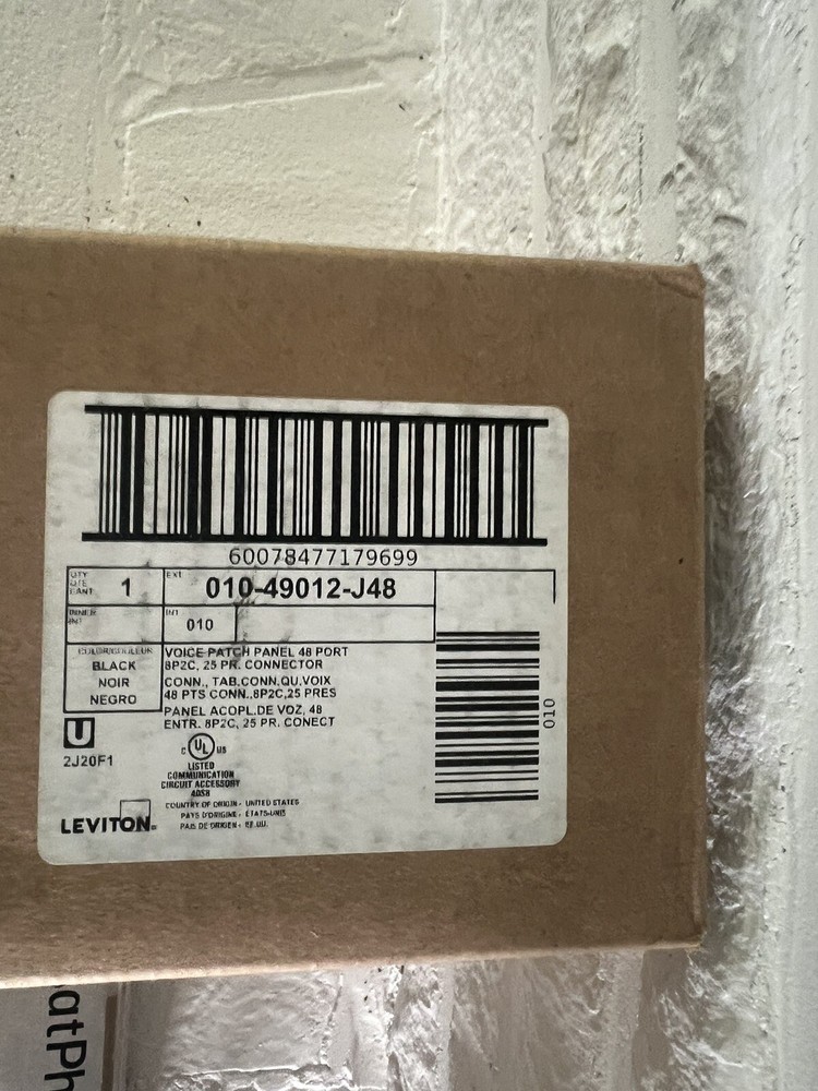 Leviton 010-49012-J48 2RU Voice Grade Patch Panel 49012-J48
