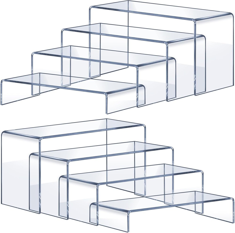 Acrylic Risers 8 Pcs – Clear Rectangular Display for Perfume Organizer, Figure