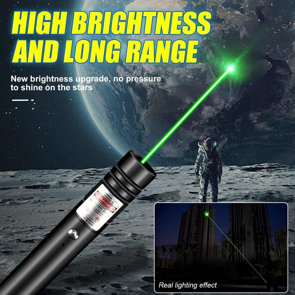 Green Laser Pointer High Power, Rechargeable Flashlight with Laser Pointer, Long