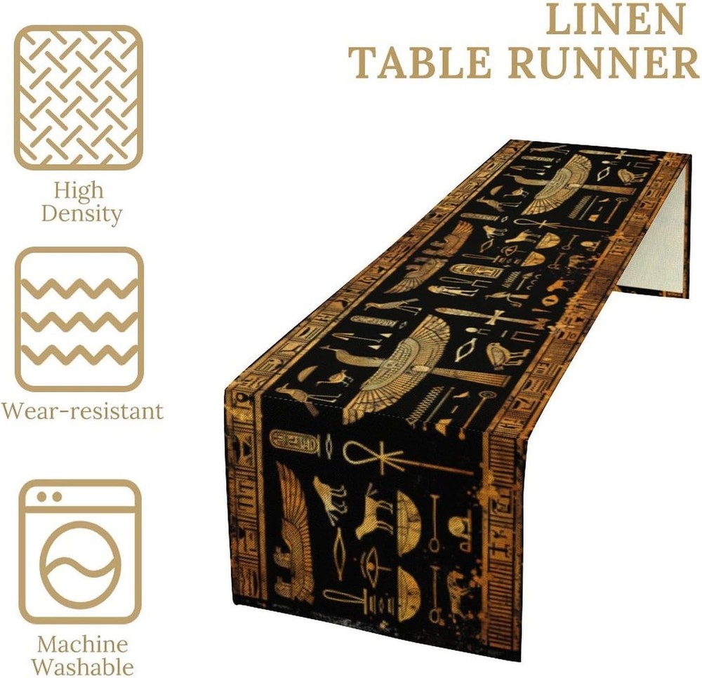 Retro Egyptian Elements Graffiti Pattern for Home Kitchen Table Decor 13x36in...
