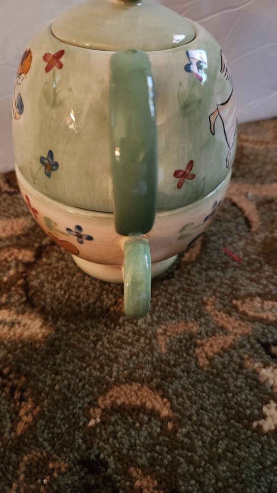 Beautiful Green Mesa International Angel Stackable 3pc Tea Pot Set!