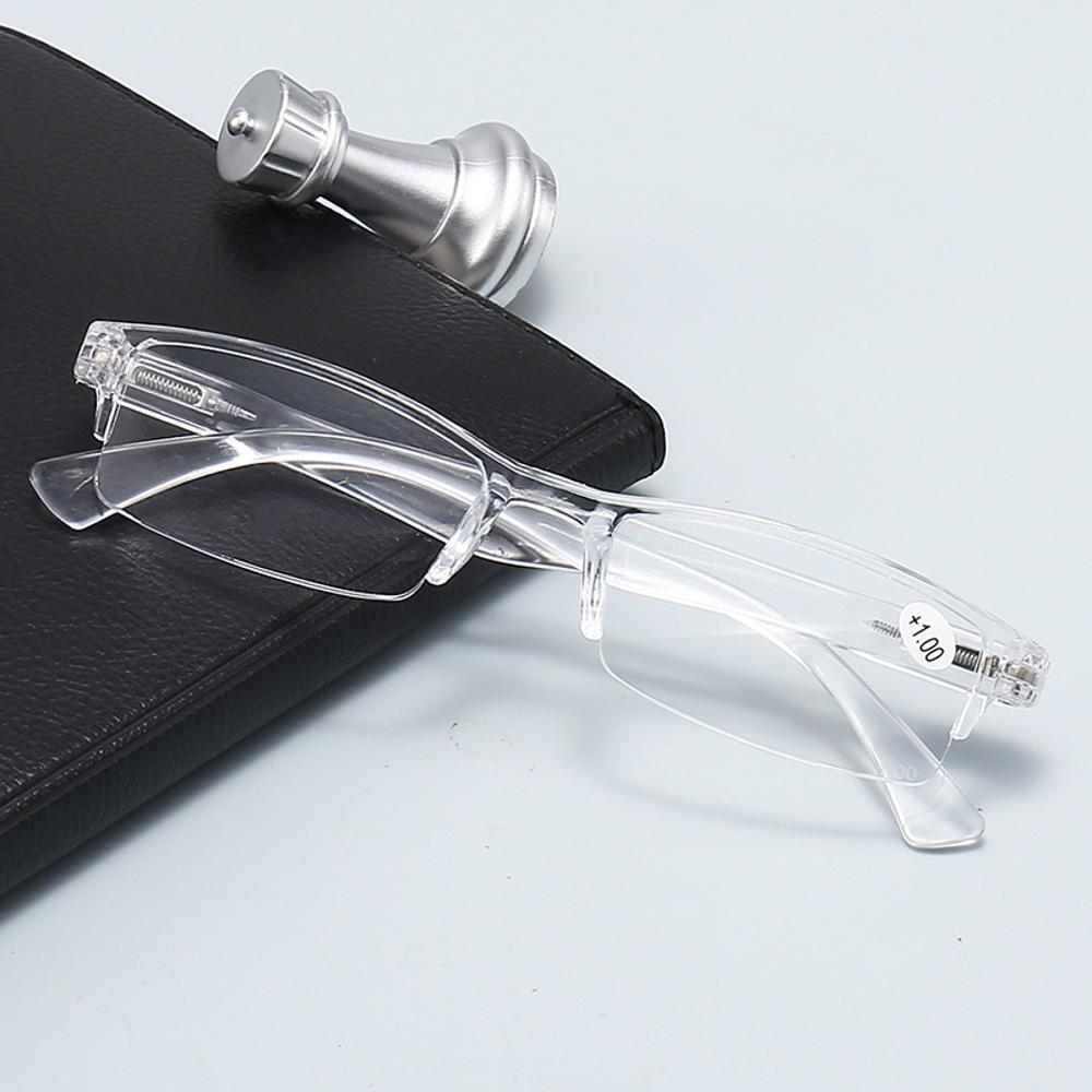 5 Pack Transparent Spring Hinge Reading Glasse Half Rimless Lightweight Readers
