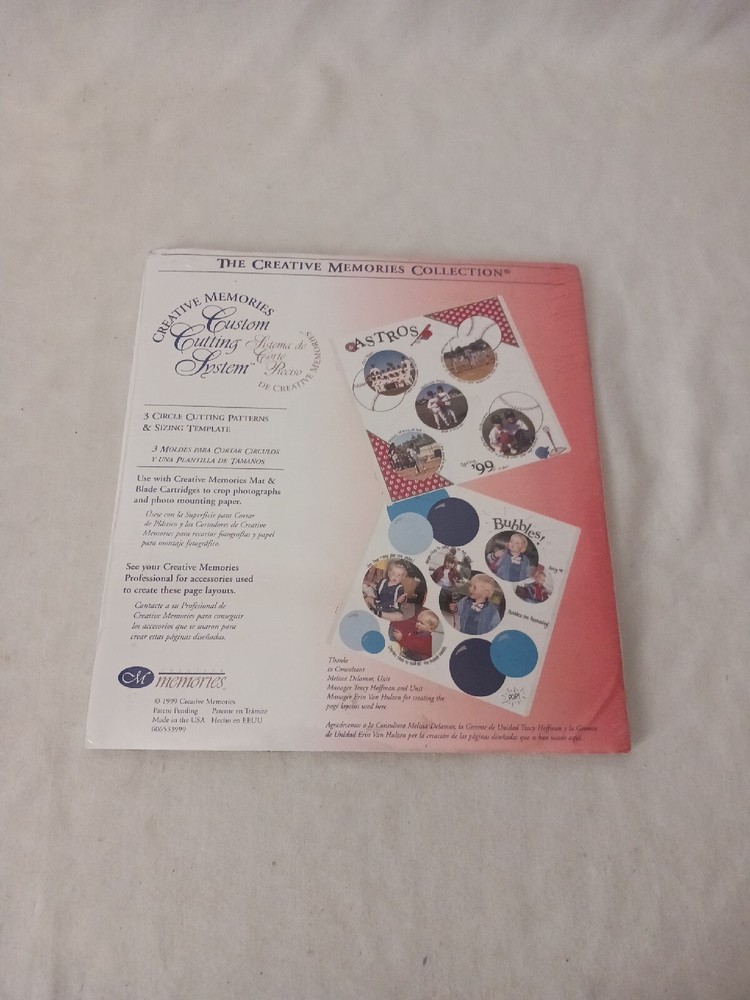 Creative Memories Custom Cutting System Sizing Template/3 Circle Patterns NEW