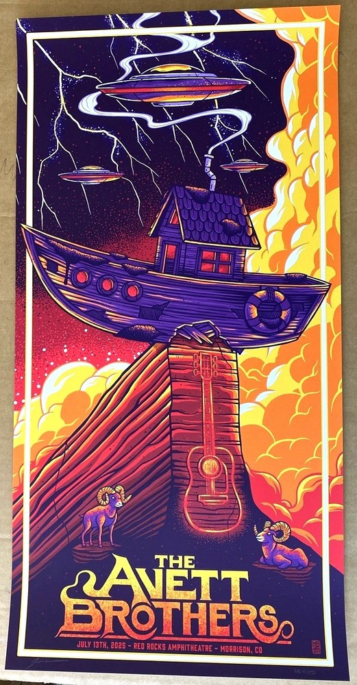 AUTHENTIC The Avett Brothers Red Rocks AP Poster 7/13 N3 2025 S/N #/50 Jim Mazza