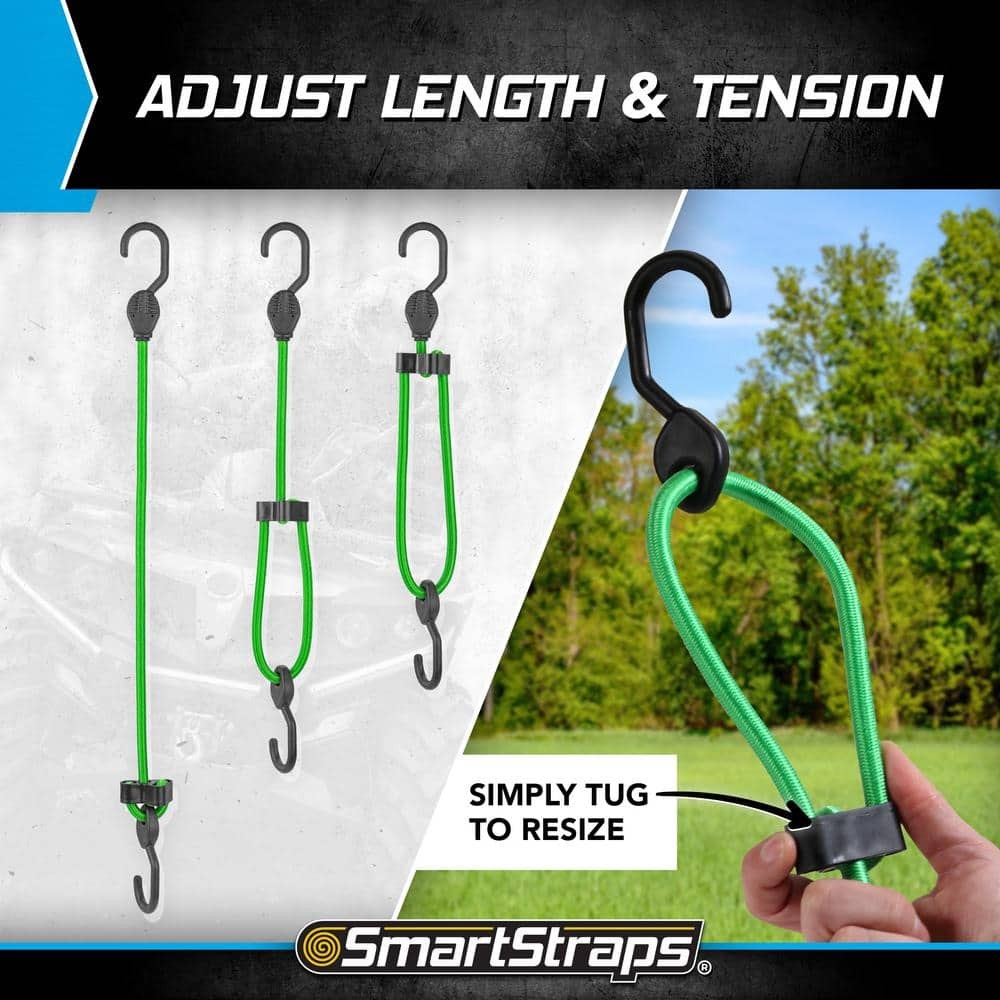 Extra Strong Adjustable Bungee Cords with Hooks 5 Pack Heavy Duty Tie Down Strap