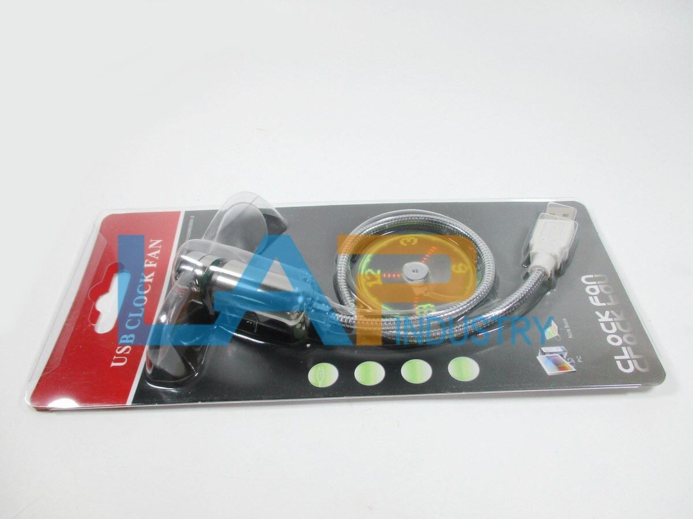 1PC Mini USB LED Clock Fan Powered Cooling Flashing Real Time Display Function